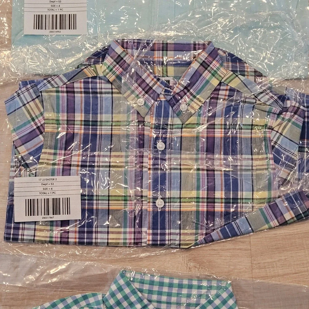 Spring Outfits Boys Size 4 Lot of 5 Button Down Shirts Plaid NEW Pants‎ Shorts